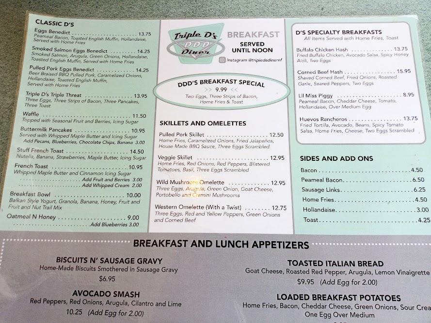 Triple D's Diner Menu image 3
